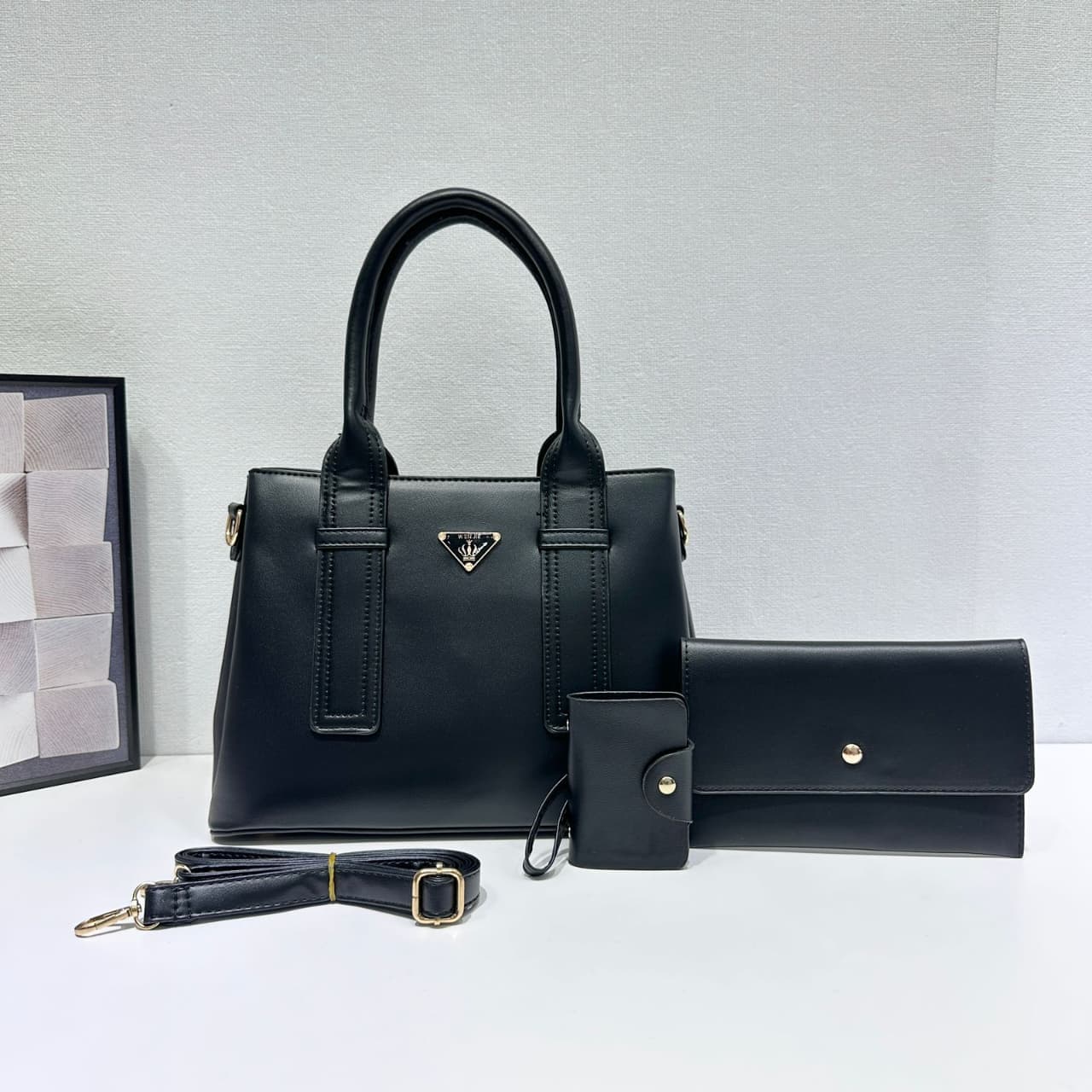 3 in 1 set official ladies Leather in style handbag and purses large capacity handbag